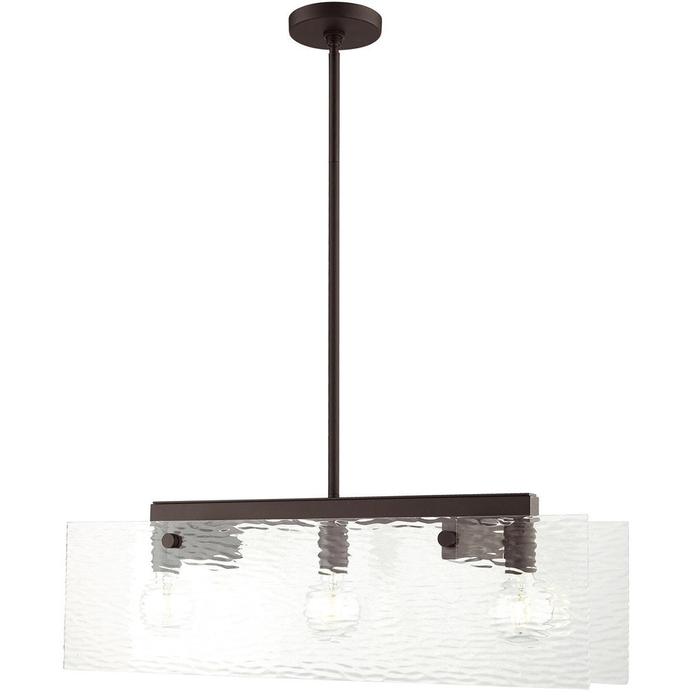 Bronze Three Light Metal Dimmable Chandelier With Shades
