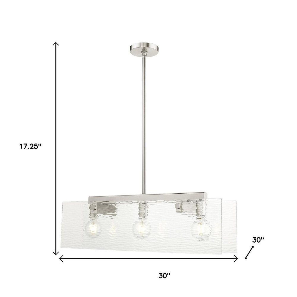 Nickel Three Light Metal Dimmable Chandelier With Shades