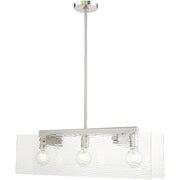 Nickel Three Light Metal Dimmable Chandelier With Shades
