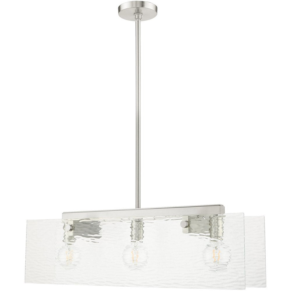 Nickel Three Light Metal Dimmable Chandelier With Shades