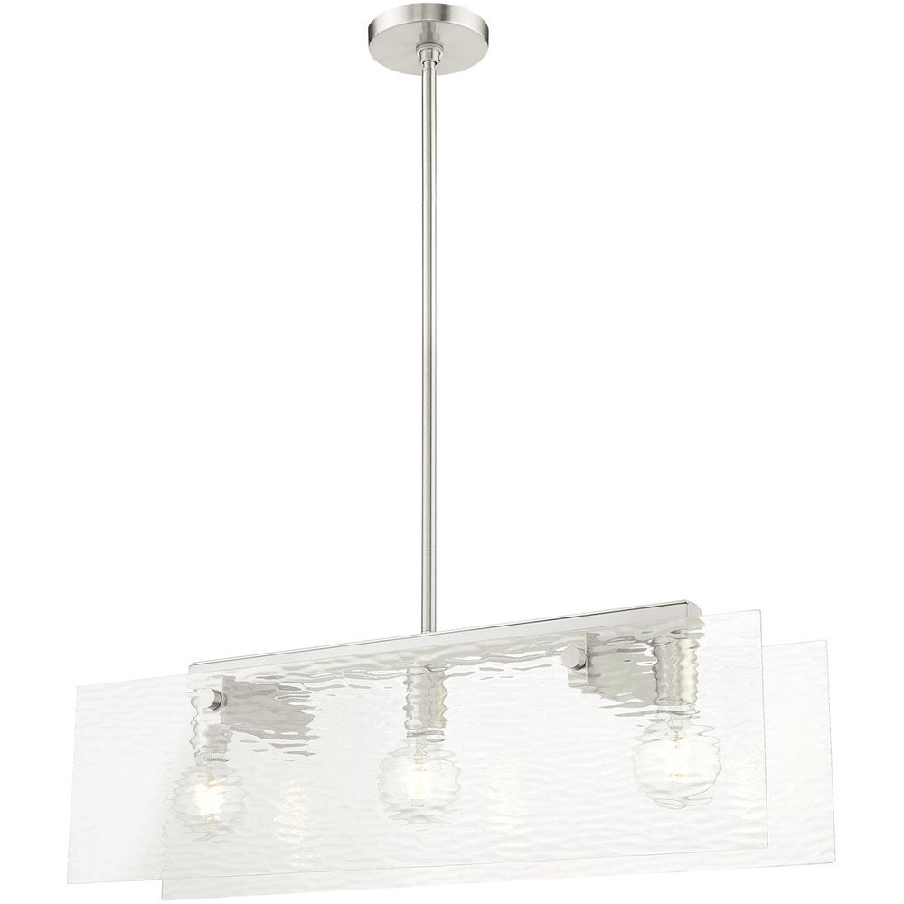 Nickel Three Light Metal Dimmable Chandelier With Shades
