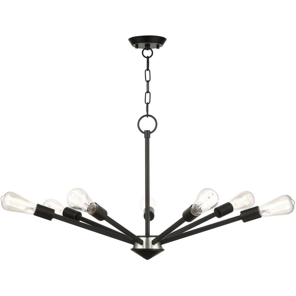 Black Seven Light Metal Dimmable Chandelier With Shades