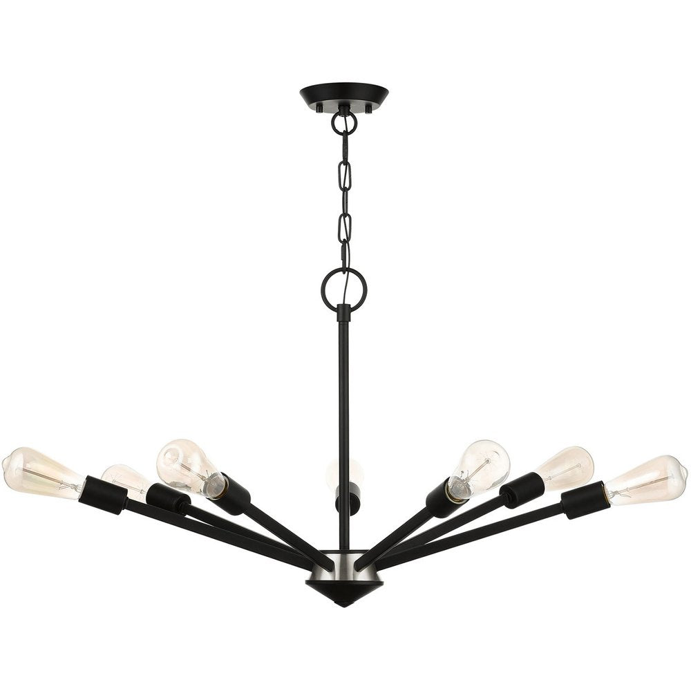 Black Seven Light Metal Dimmable Chandelier With Shades