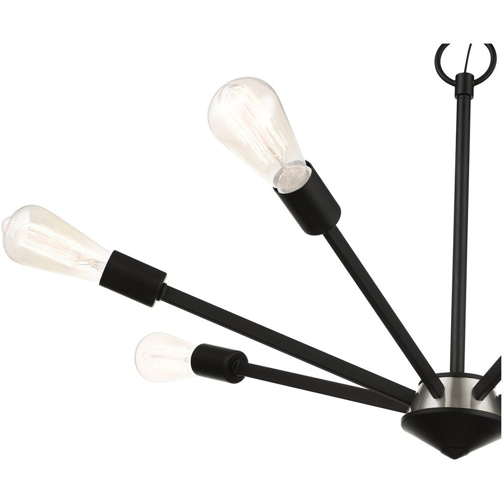 Black Seven Light Metal Dimmable Chandelier With Shades