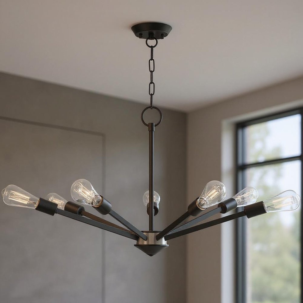 Seven Light Dimmable Chandelier With Shades