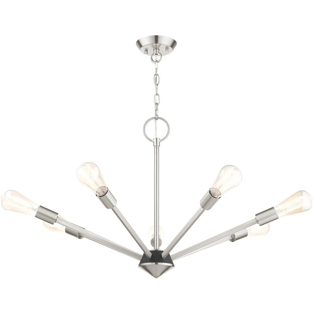 Nickel Seven Light Metal Dimmable Chandelier With Shades
