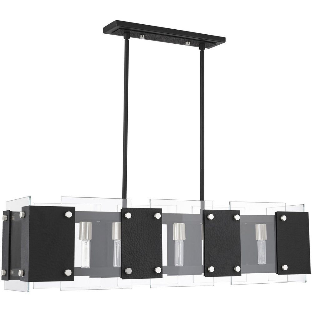 Black Eight Light Metal Dimmable Chandelier With Shades