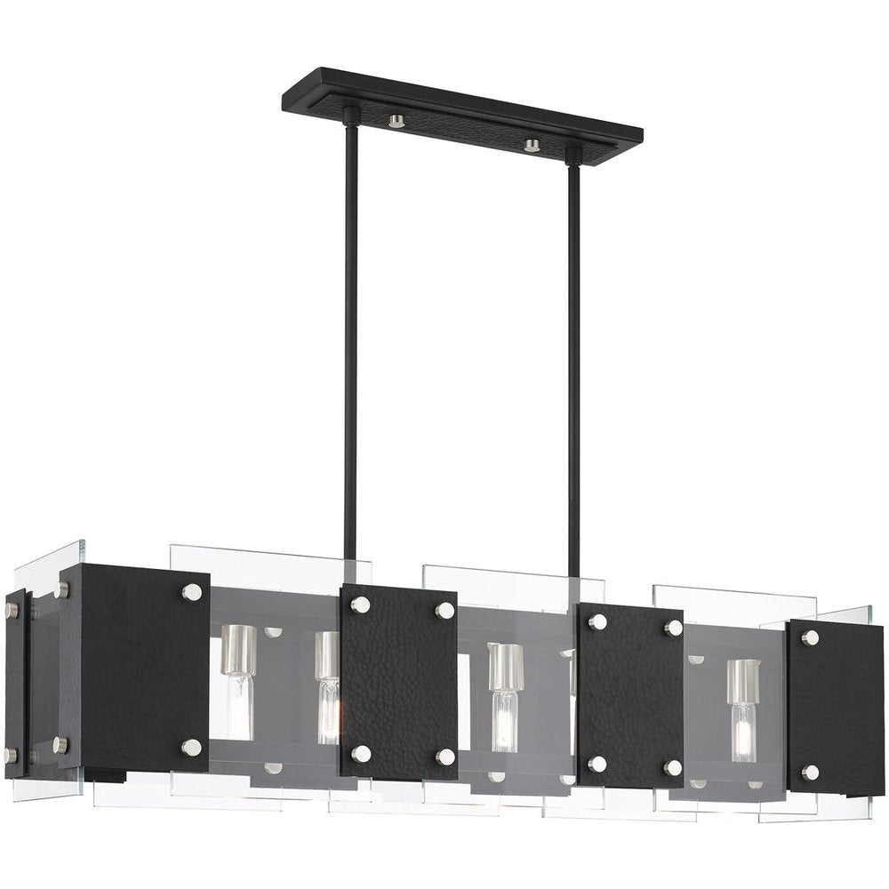 Black Eight Light Metal Dimmable Chandelier With Shades