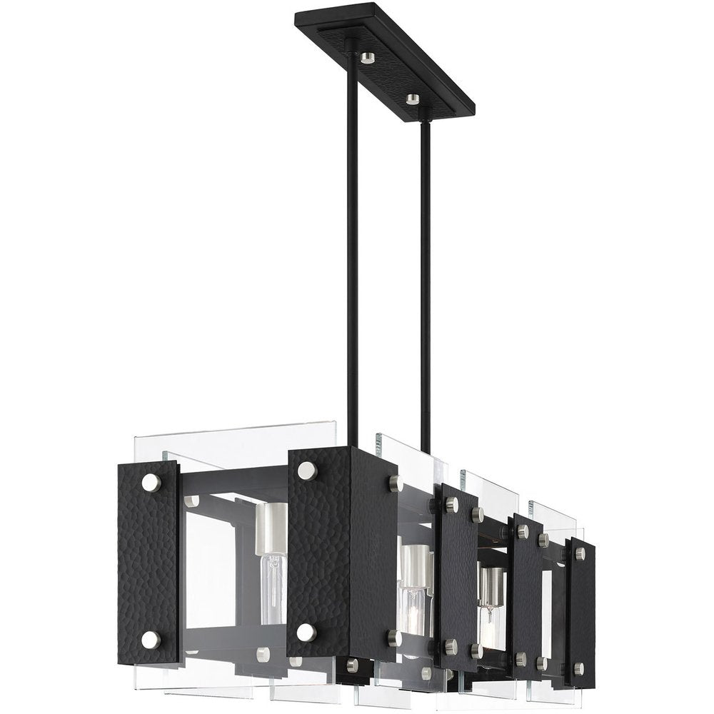 Black Eight Light Metal Dimmable Chandelier With Shades
