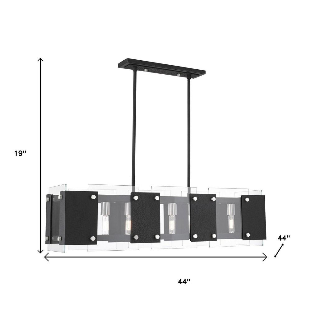 Black Eight Light Metal Dimmable Chandelier With Shades