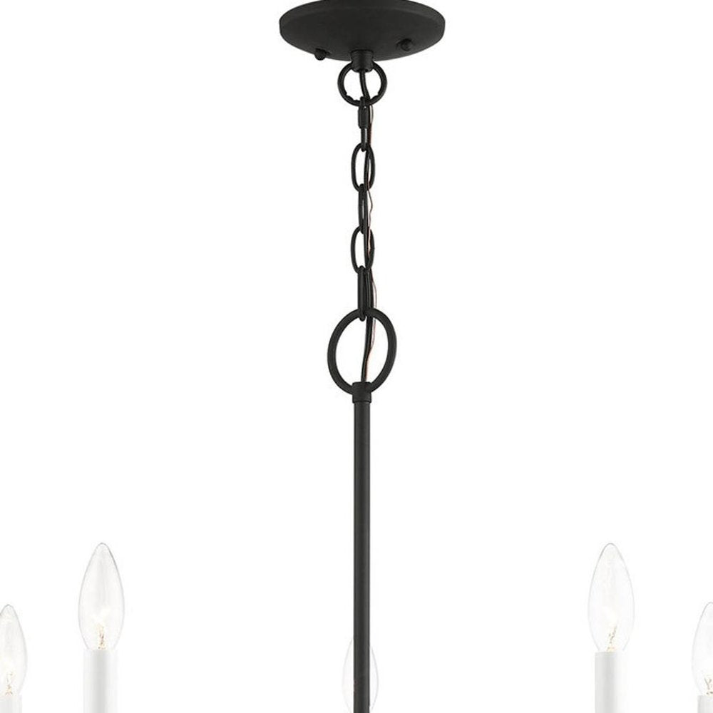 Black Five Light Metal Dimmable Chandelier With Shades