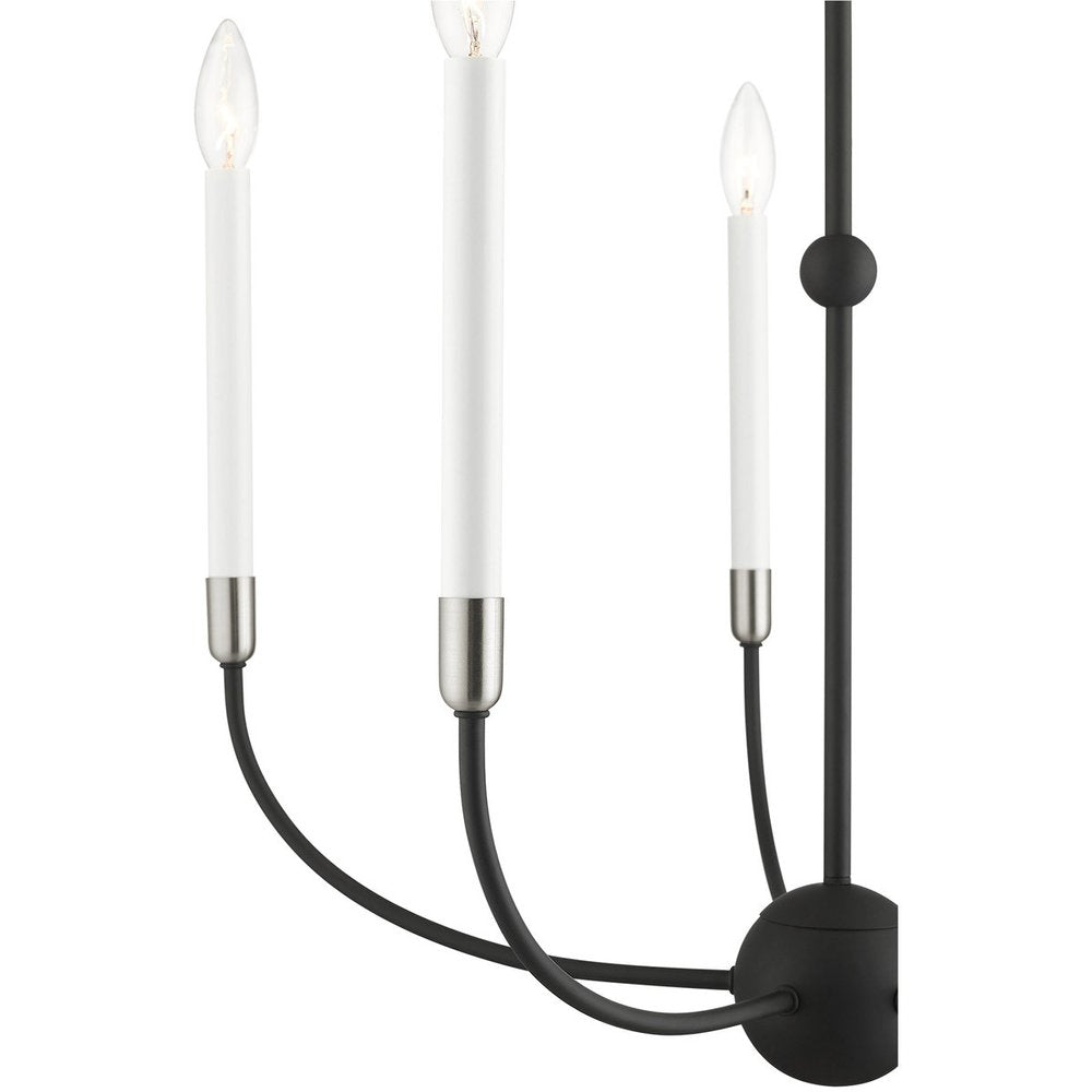 Black Five Light Metal Dimmable Chandelier With Shades