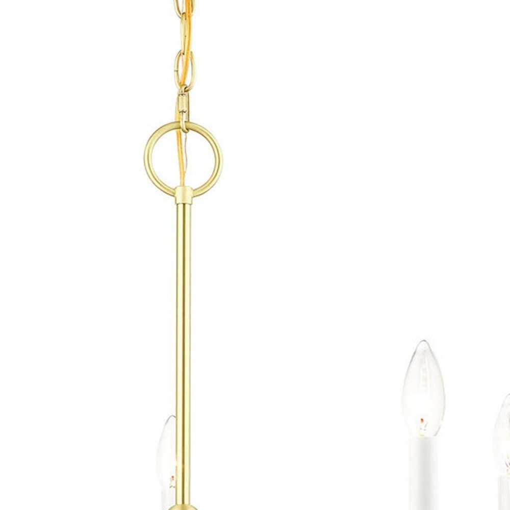 Brass Five Light Metal Dimmable Chandelier With Shades
