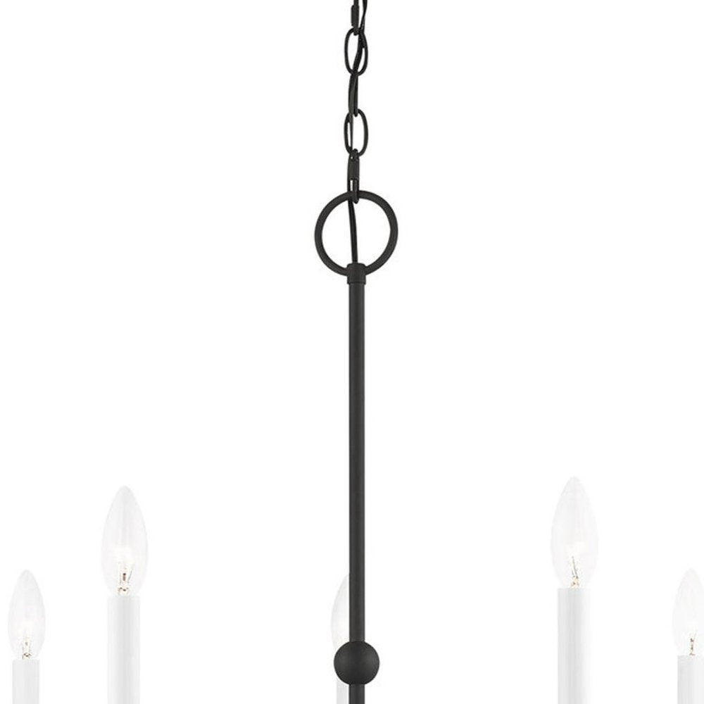Black Seven Light Metal Dimmable Chandelier With Shades