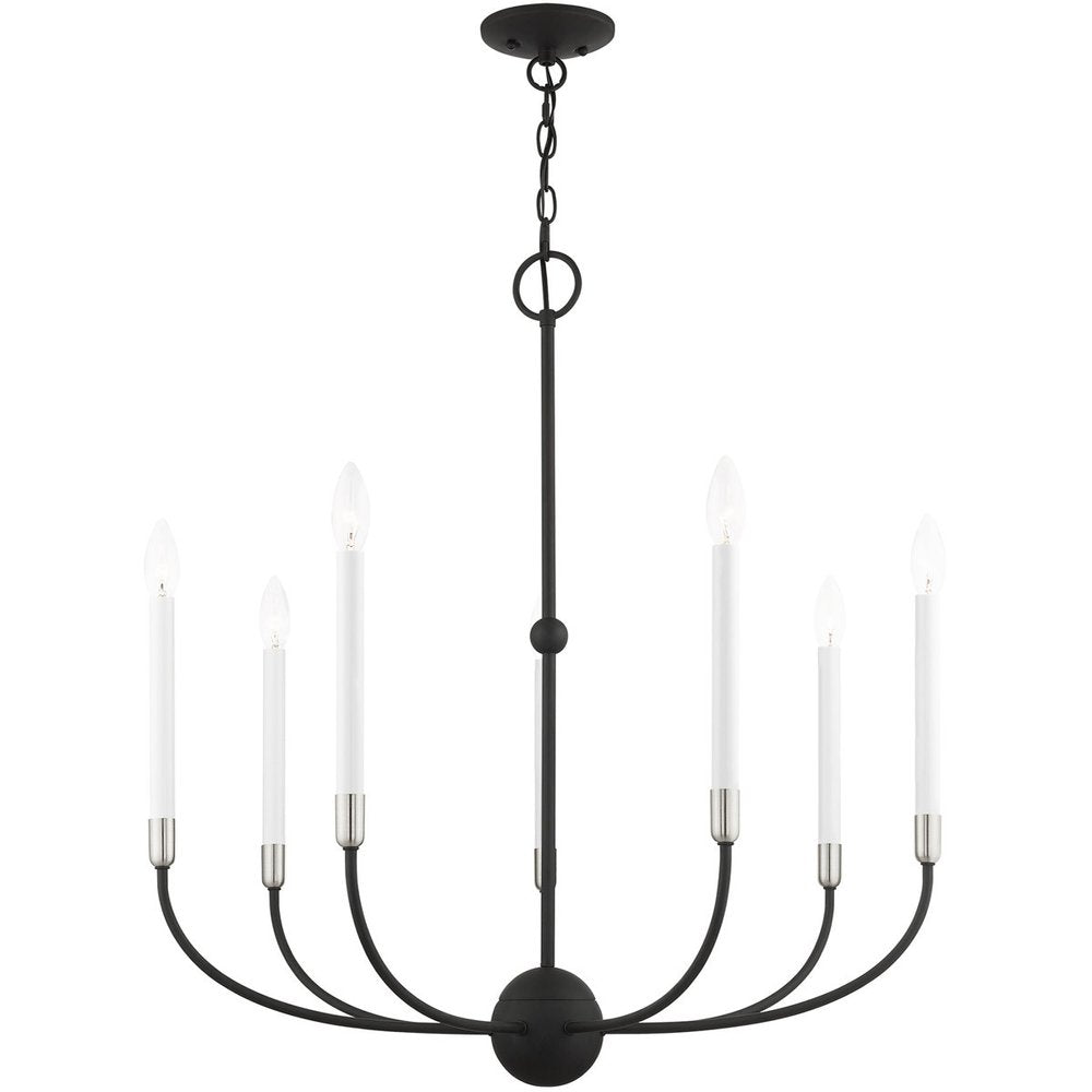 Black Seven Light Metal Dimmable Chandelier With Shades
