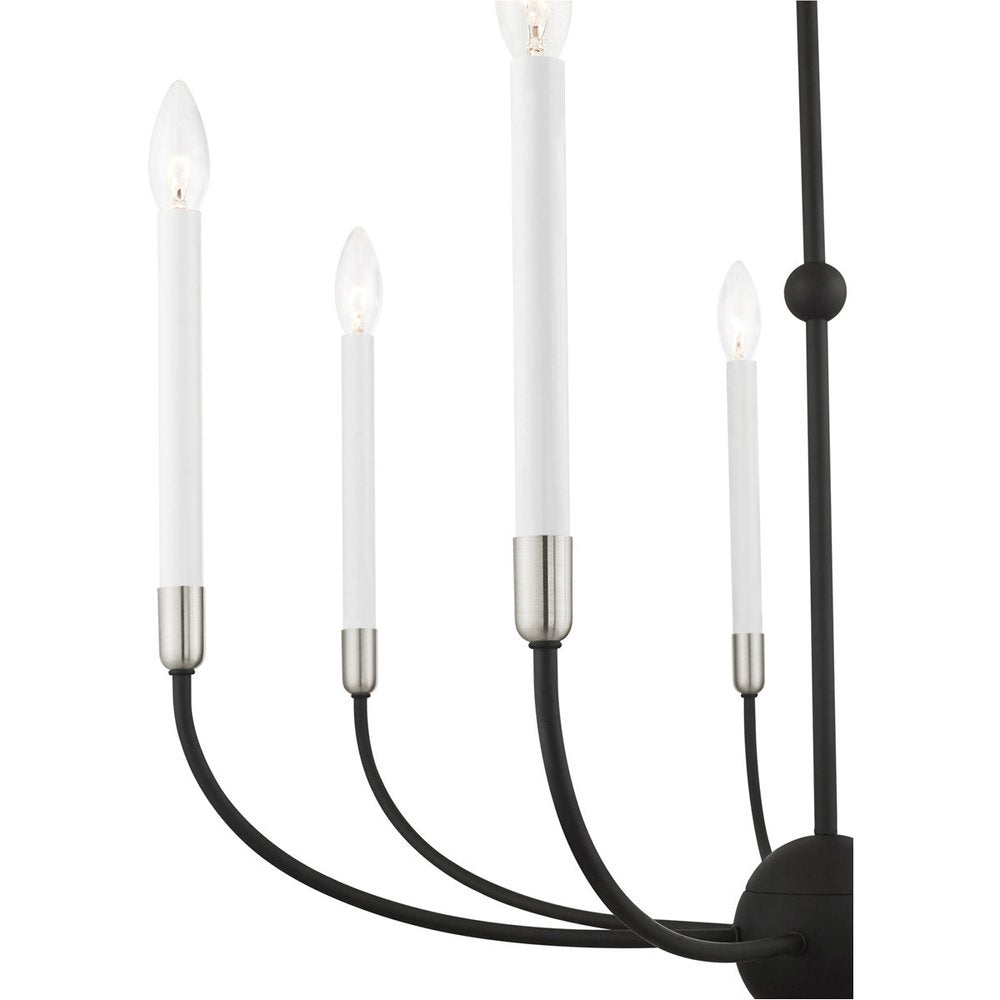 Black Seven Light Metal Dimmable Chandelier With Shades