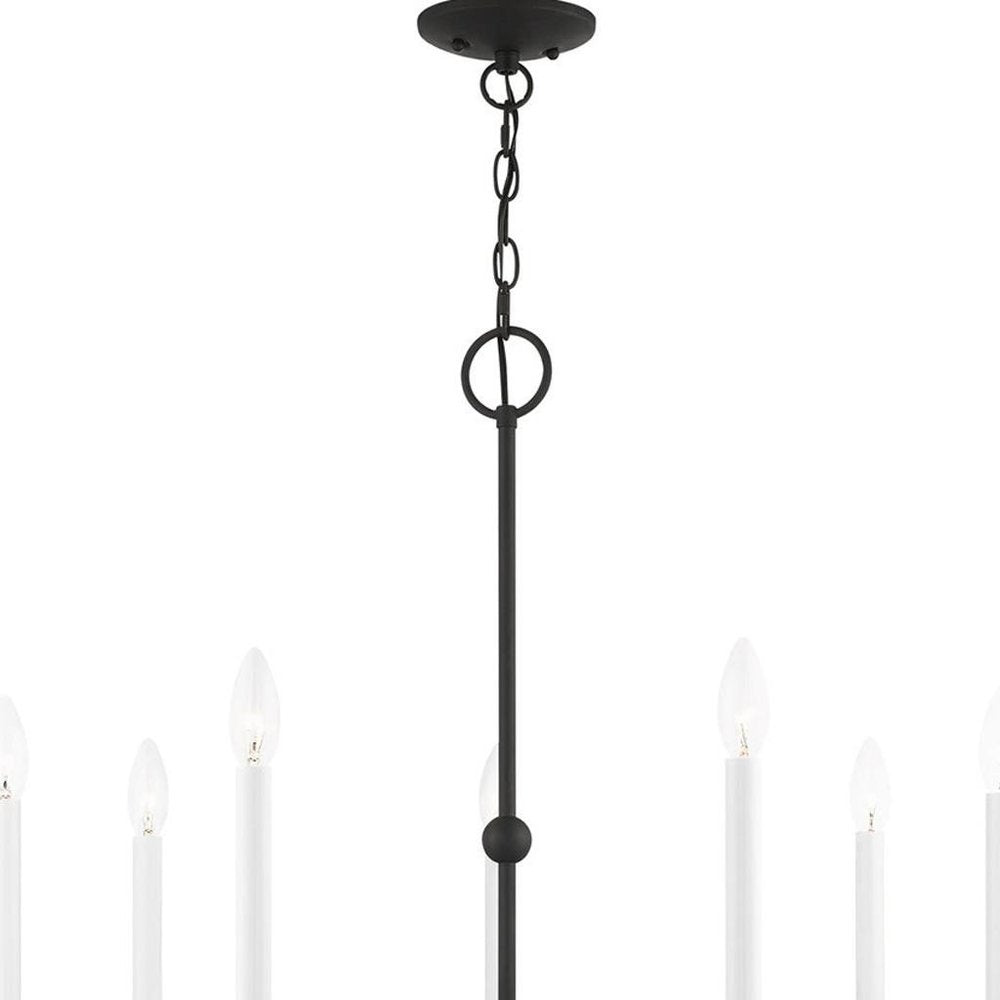 Black Seven Light Metal Dimmable Chandelier With Shades