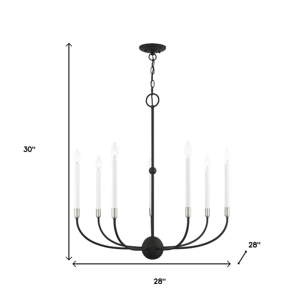 Black Seven Light Metal Dimmable Chandelier With Shades