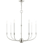 Nickel Seven Light Metal Dimmable Chandelier With Shades