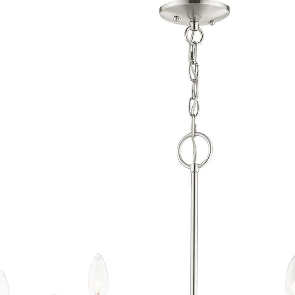 Nickel Seven Light Metal Dimmable Chandelier With Shades