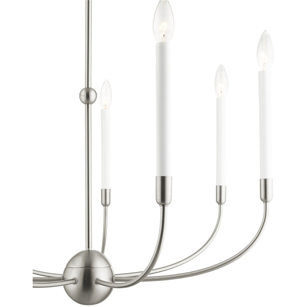 Nickel Seven Light Metal Dimmable Chandelier With Shades