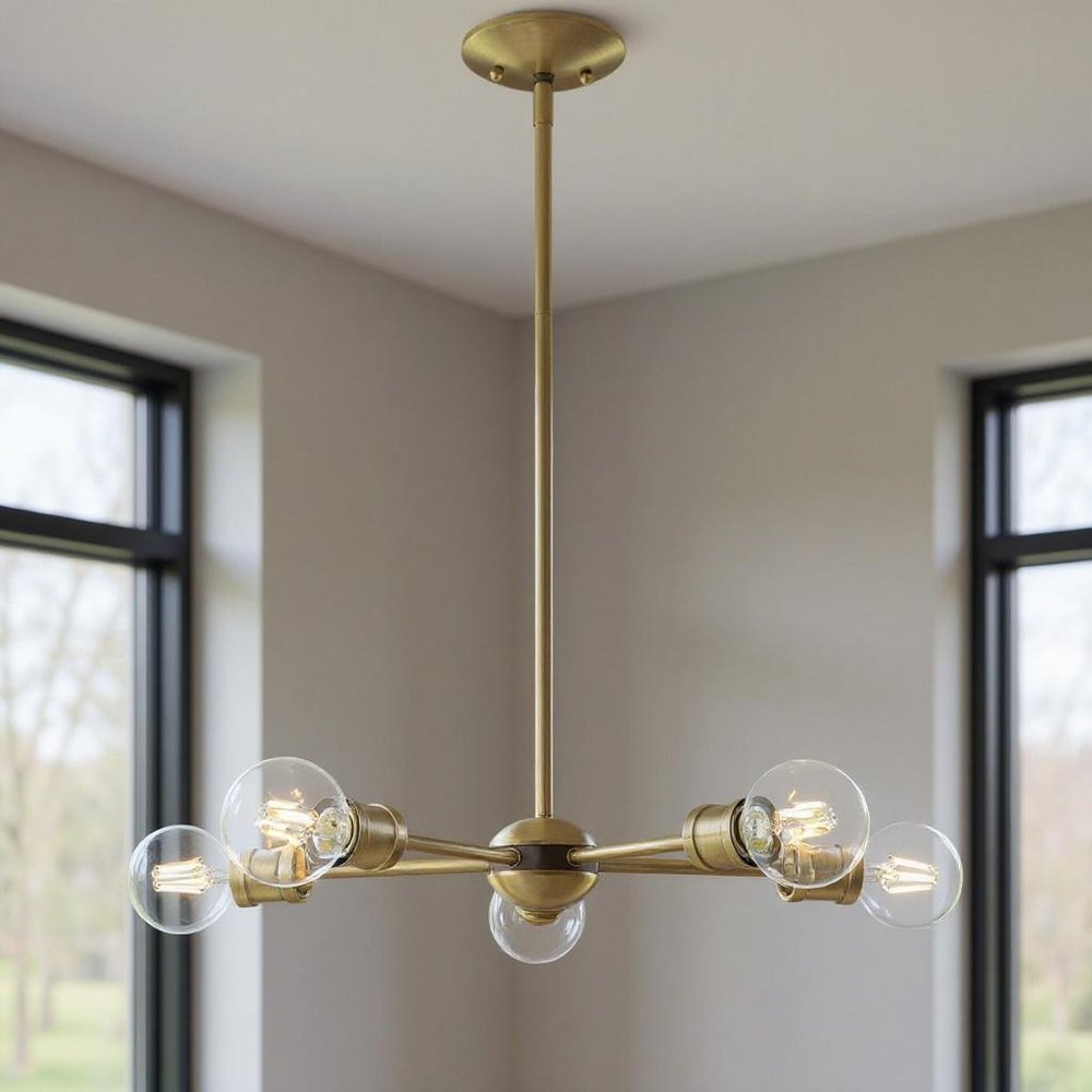 Five Light Dimmable Chandelier With Shades