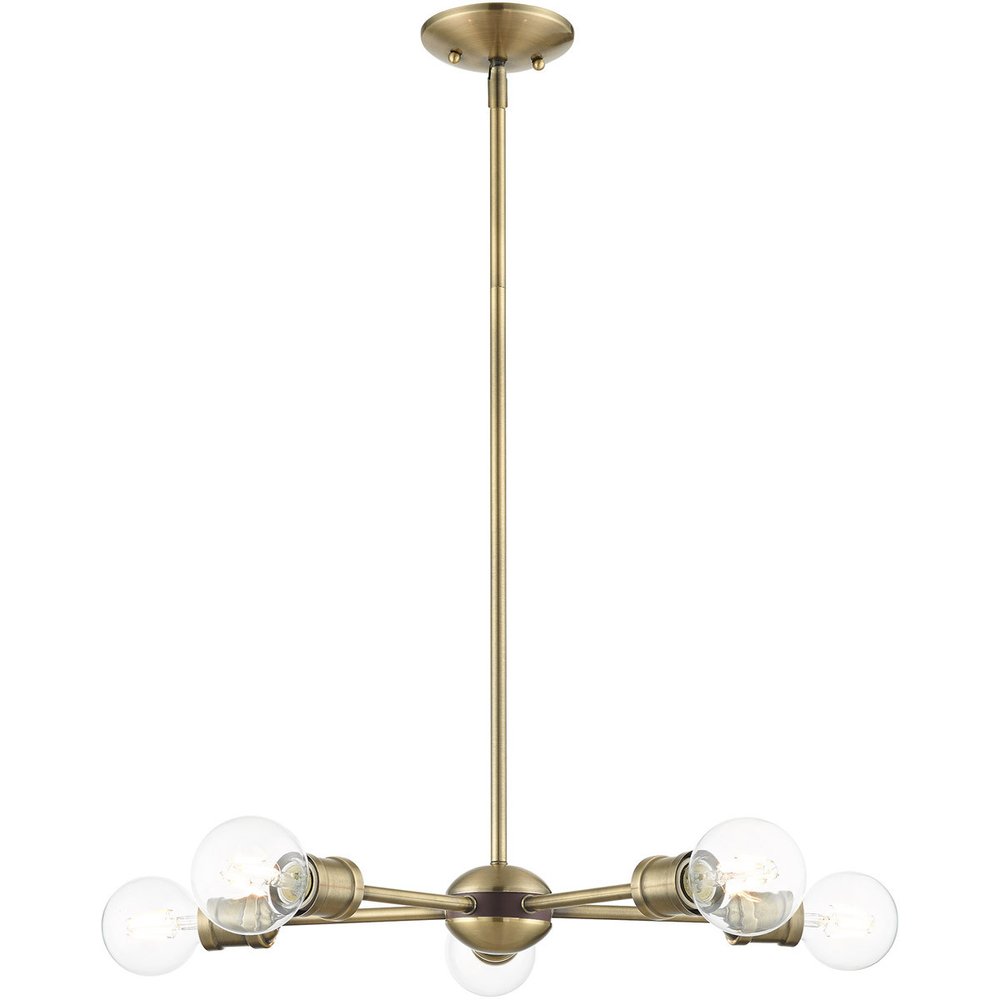 Five Light Dimmable Chandelier With Shades