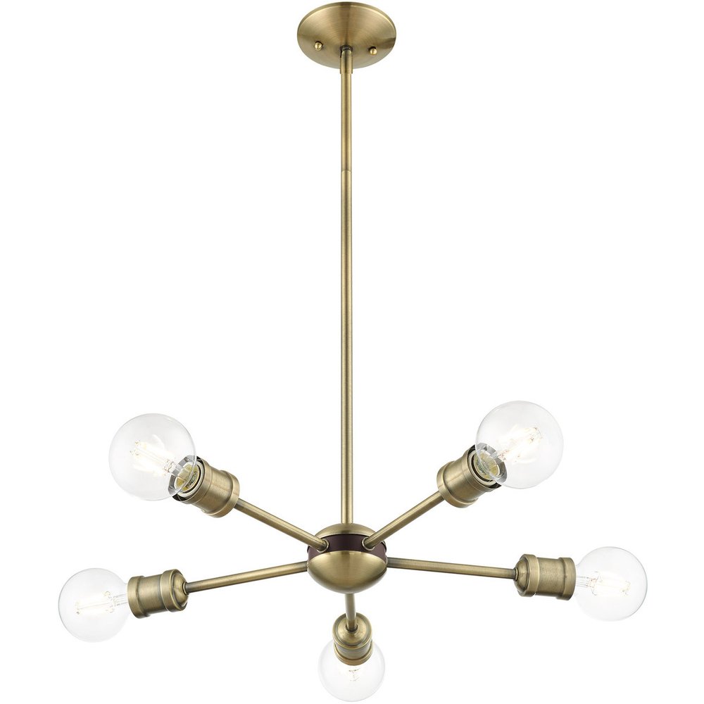 Five Light Dimmable Chandelier With Shades