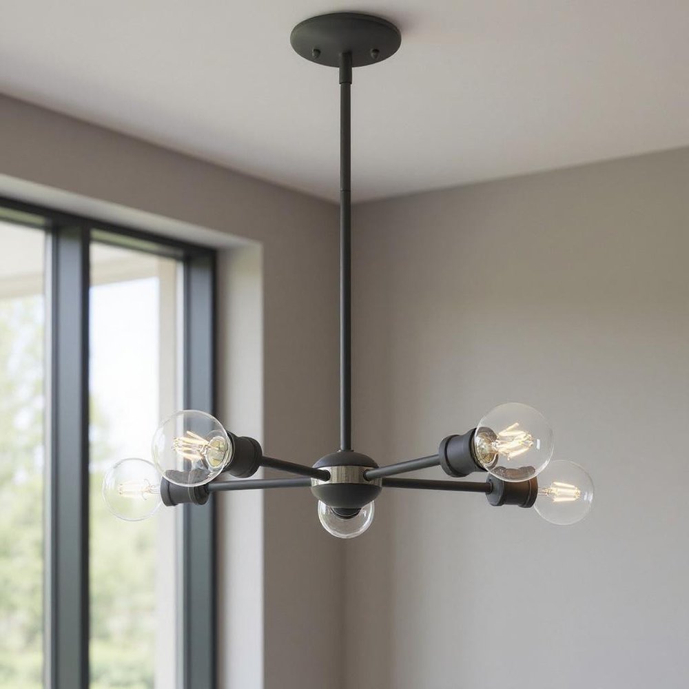 Five Light Dimmable Chandelier With Shades