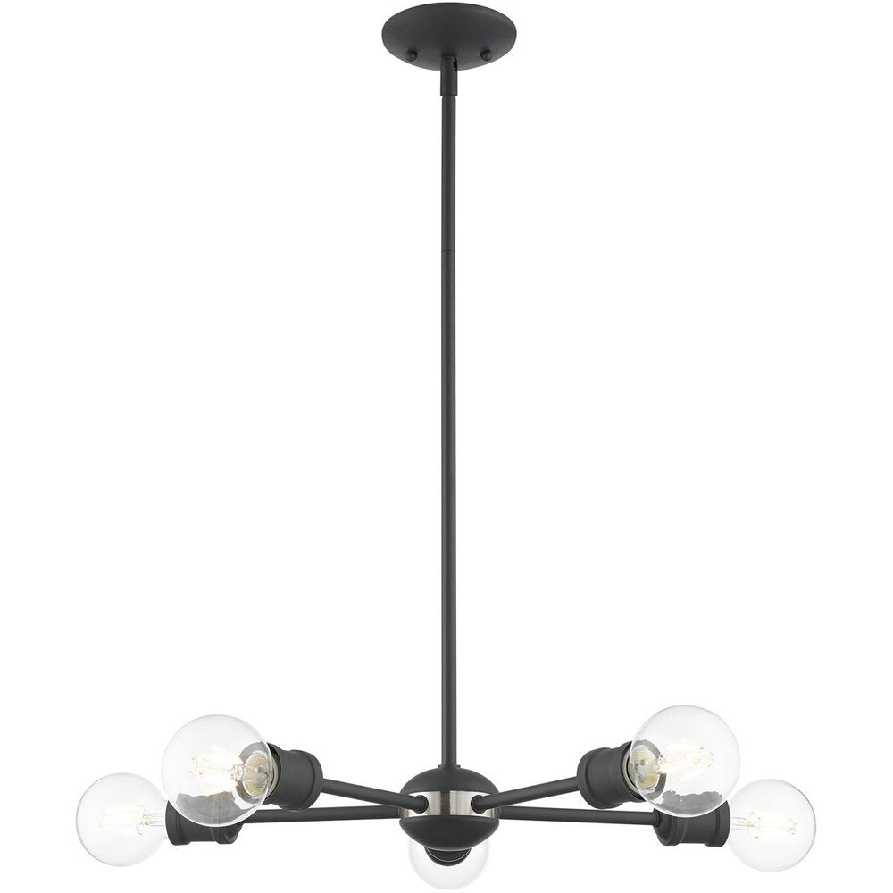 Gray Five Light Metal Dimmable Chandelier With Shades