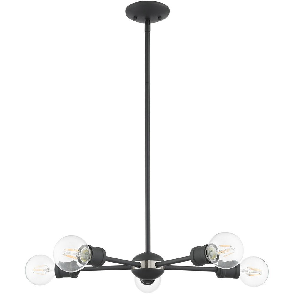 Gray Five Light Metal Dimmable Chandelier With Shades