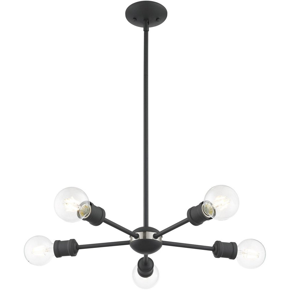 Gray Five Light Metal Dimmable Chandelier With Shades
