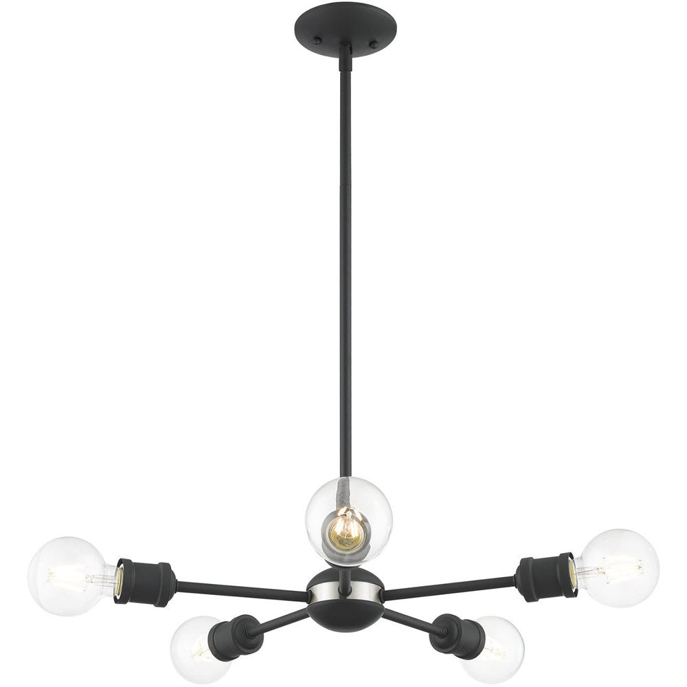 Gray Five Light Metal Dimmable Chandelier With Shades