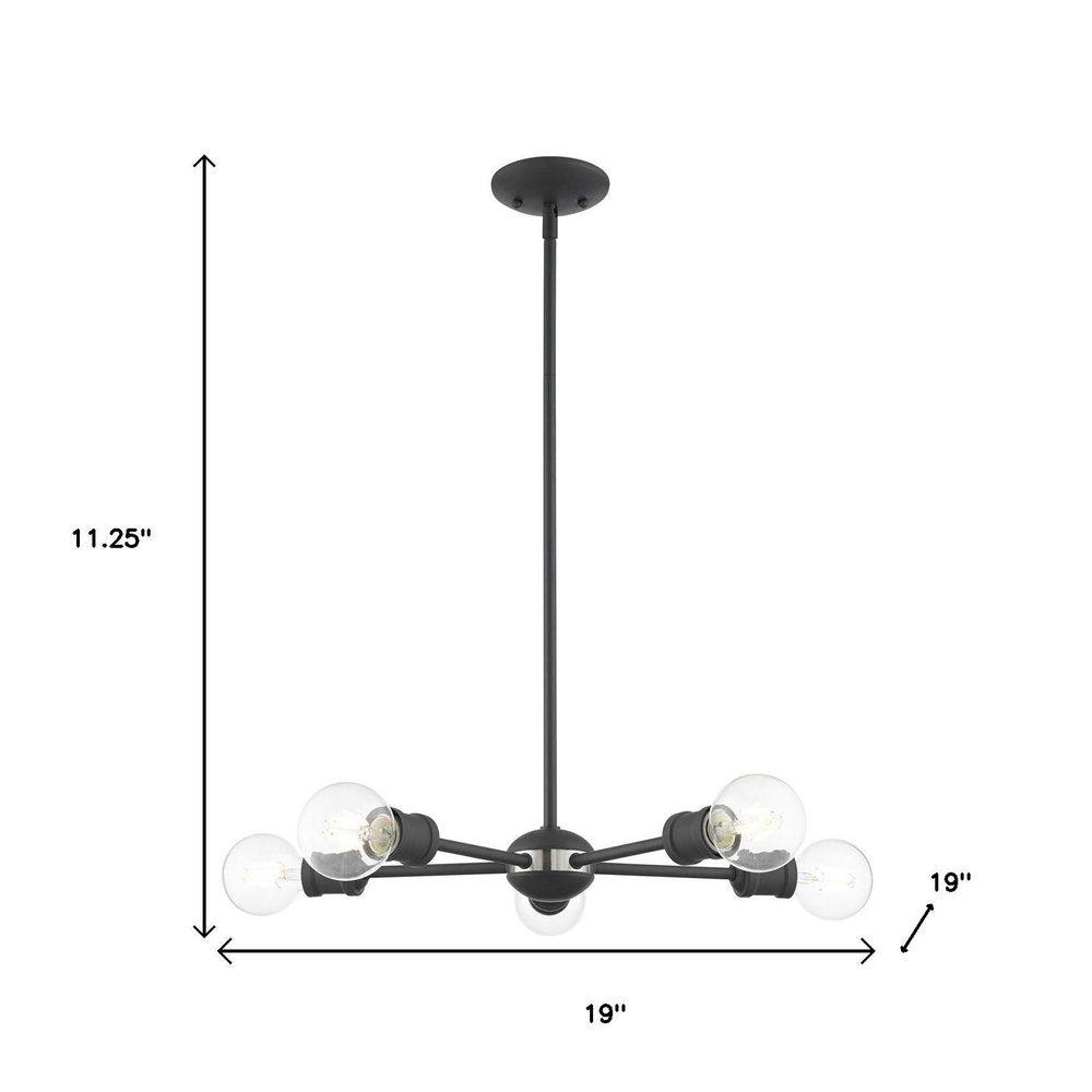 Gray Five Light Metal Dimmable Chandelier With Shades