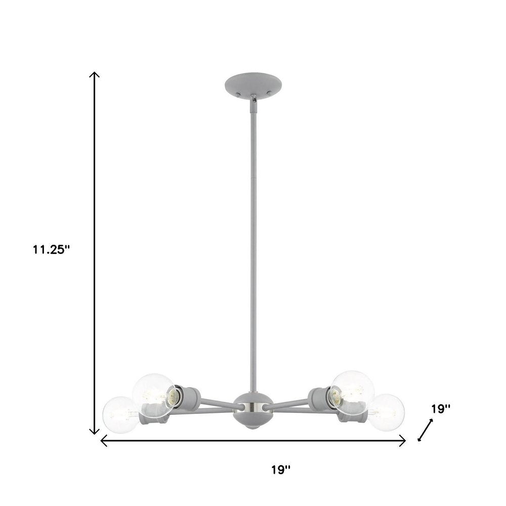 Gray Five Light Metal Dimmable Chandelier With Shades