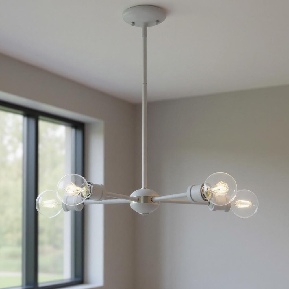 Gray Five Light Metal Dimmable Chandelier With Shades