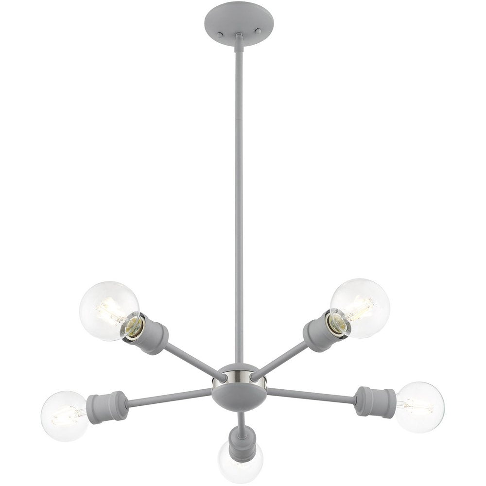 Five Light Dimmable Chandelier With Shades