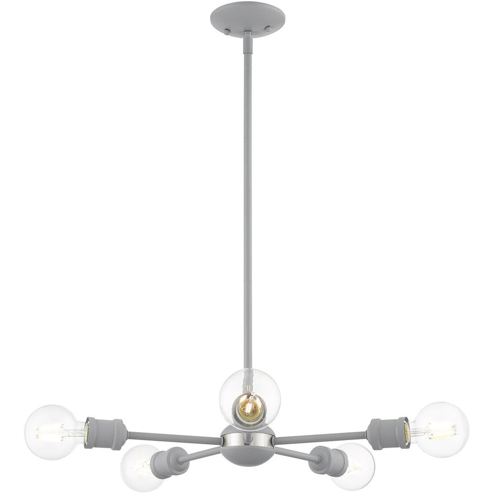 Five Light Dimmable Chandelier With Shades