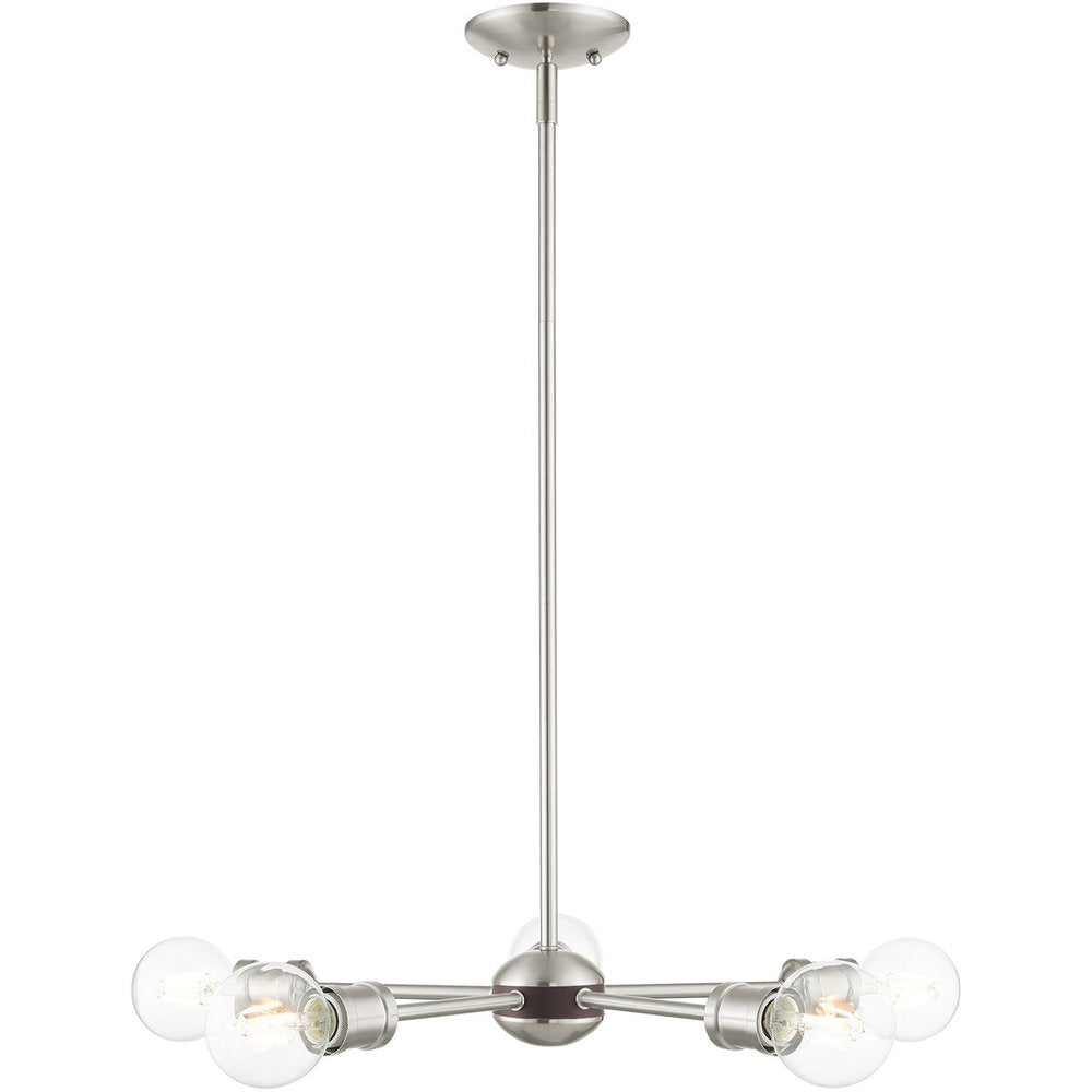 Five Light Dimmable Chandelier With Shades