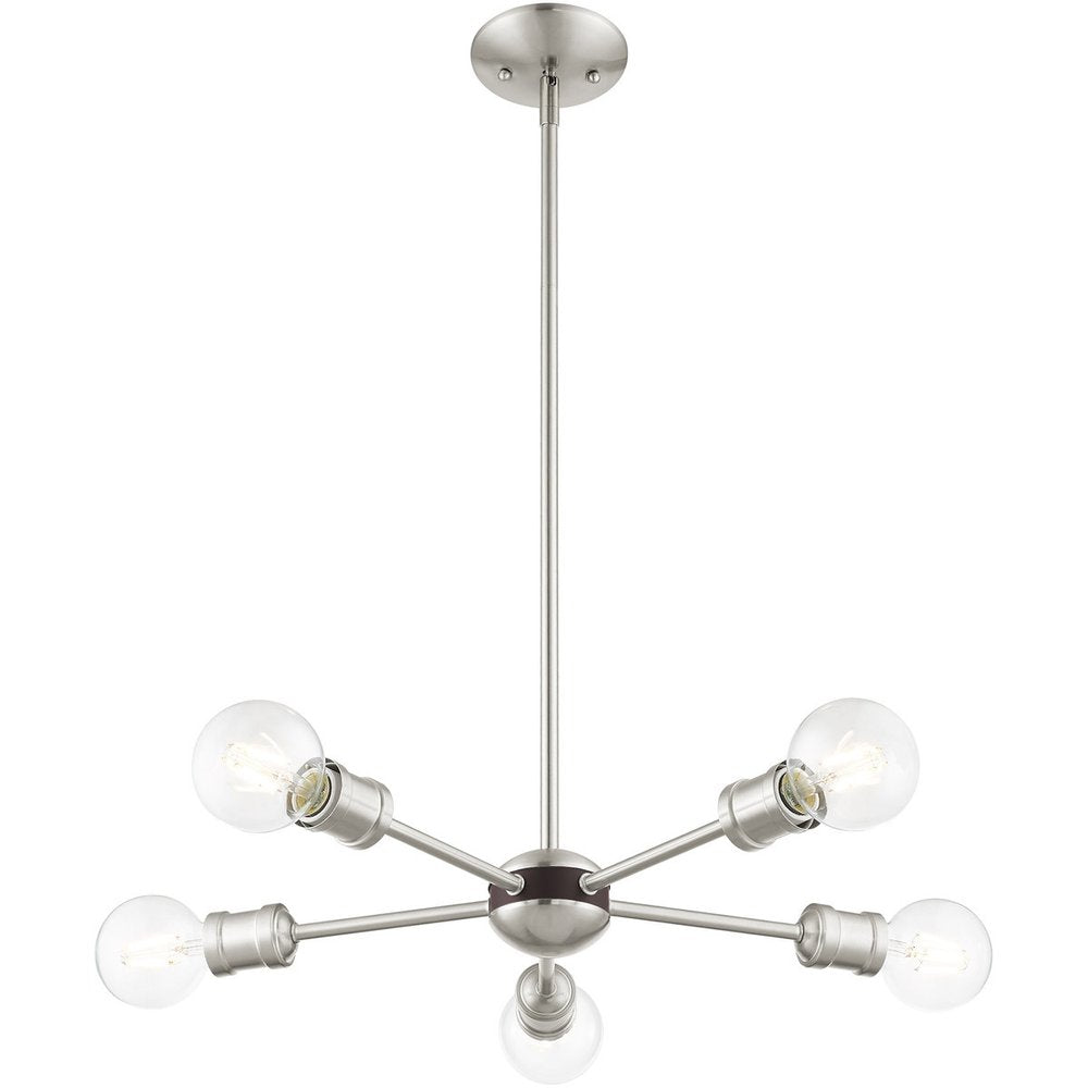 Five Light Dimmable Chandelier With Shades