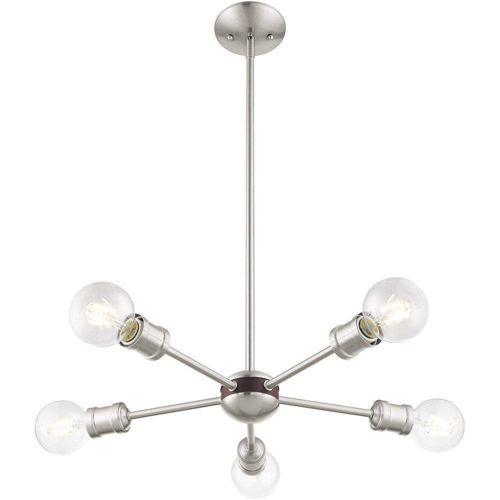 Five Light Dimmable Chandelier With Shades