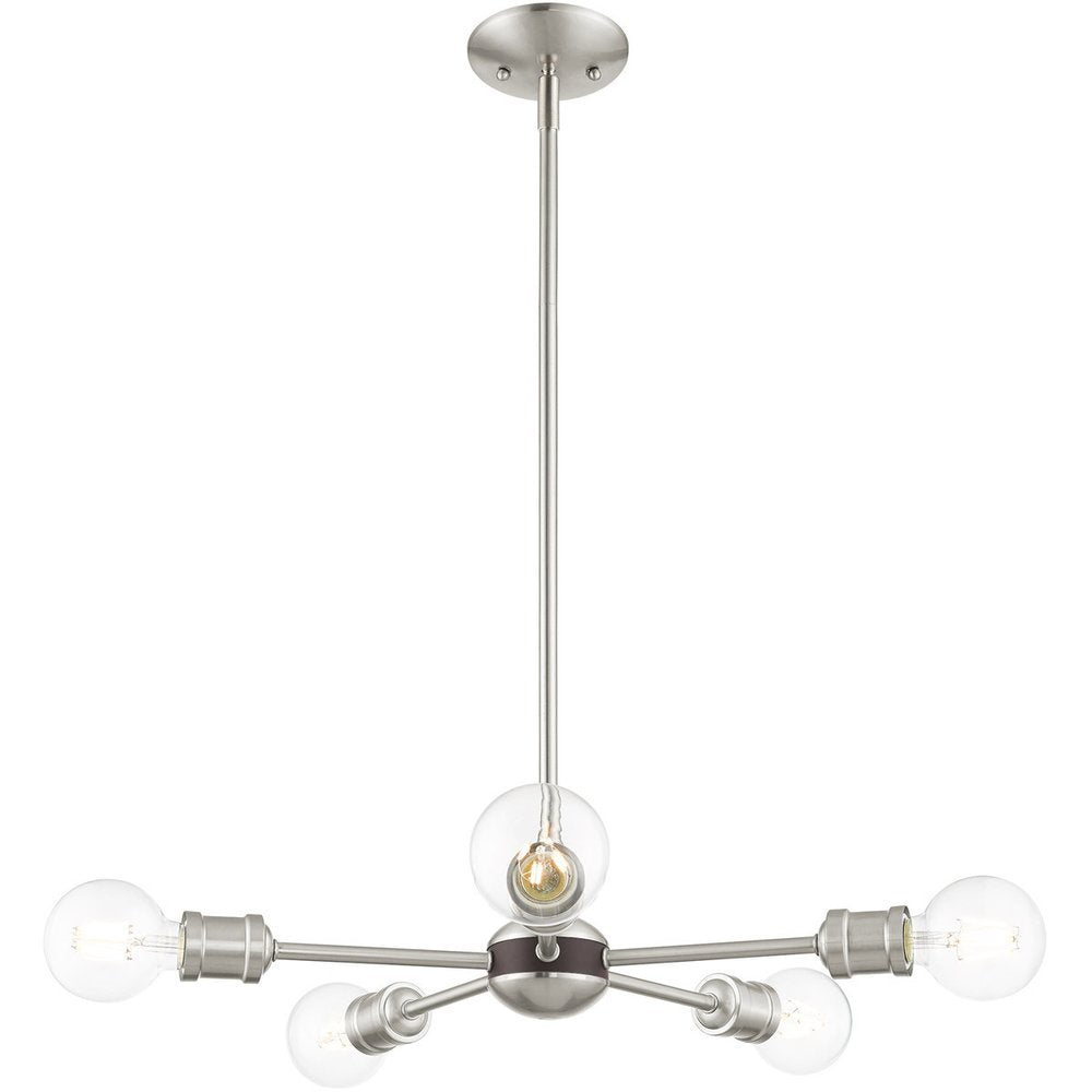 Five Light Dimmable Chandelier With Shades