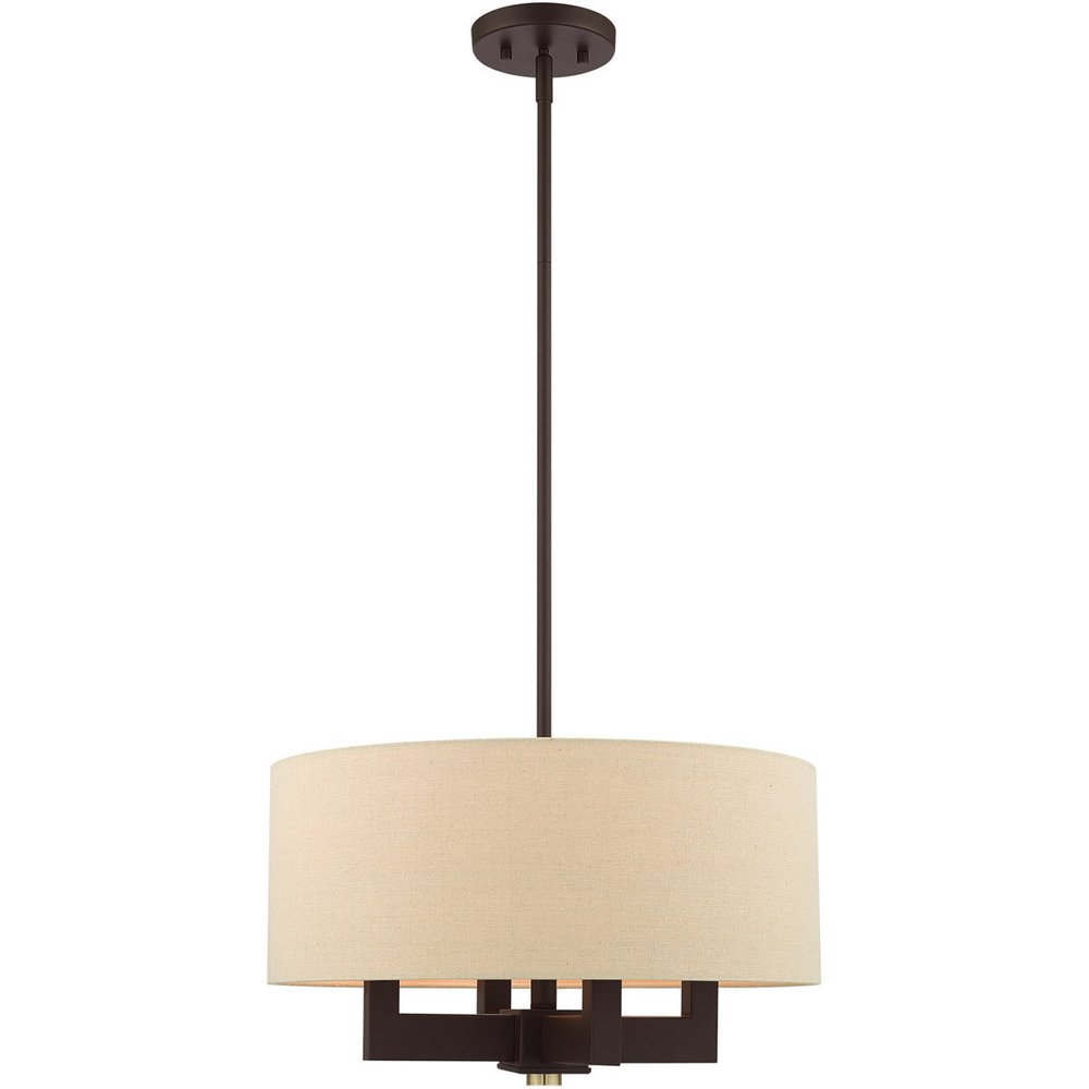 Bronze Four Light Metal Dimmable Chandelier With Shades