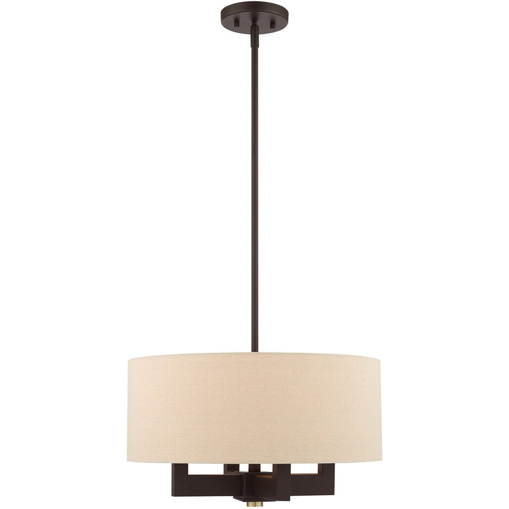 Bronze Four Light Metal Dimmable Chandelier With Shades