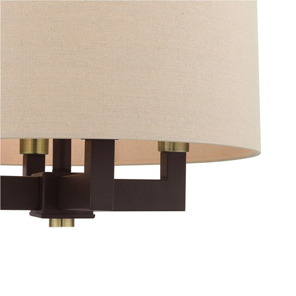 Bronze Four Light Metal Dimmable Chandelier With Shades