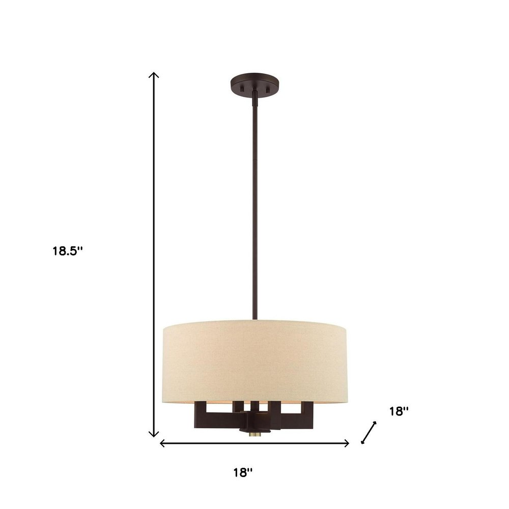 Bronze Four Light Metal Dimmable Chandelier With Shades