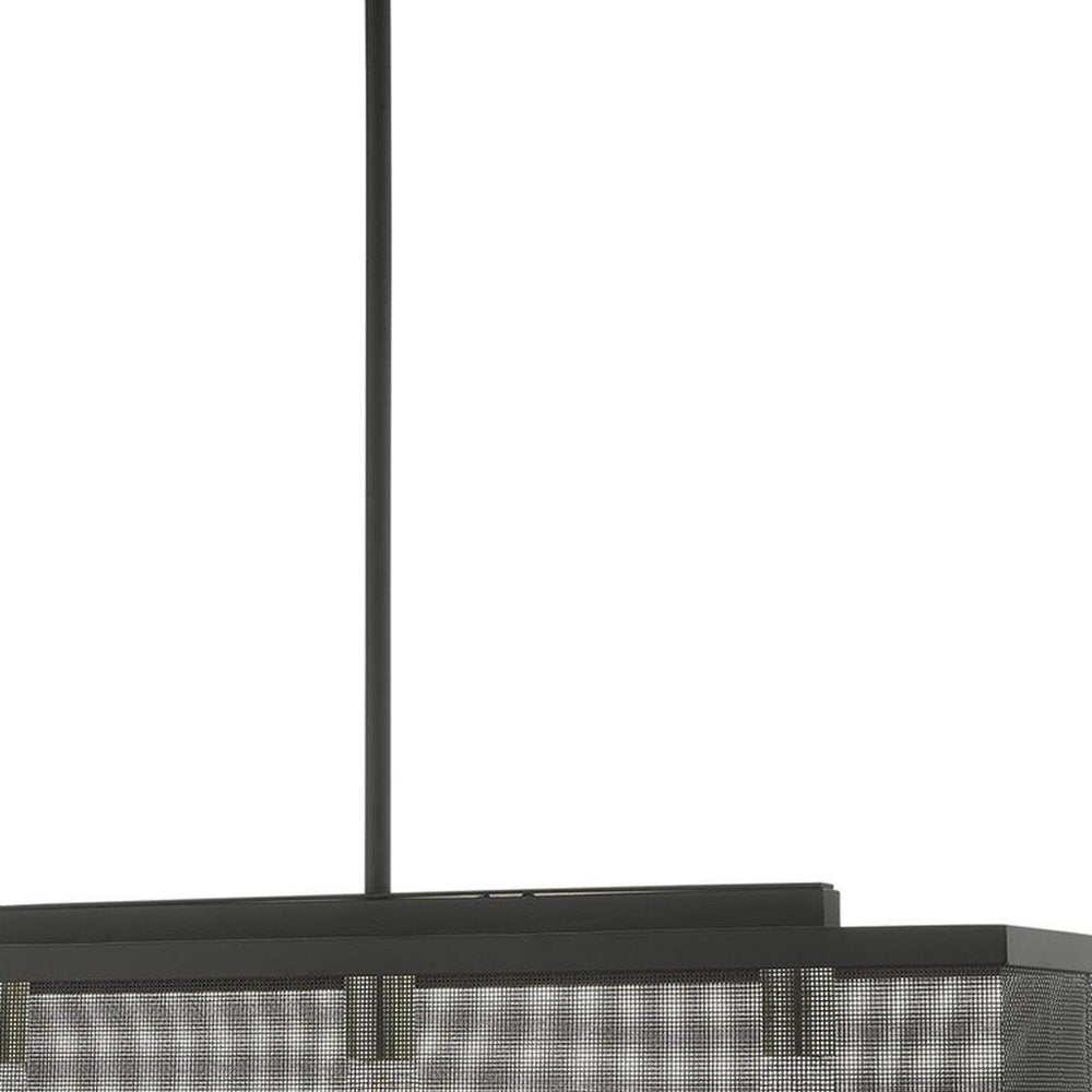 Black Three Light Metal Dimmable Chandelier With Shades