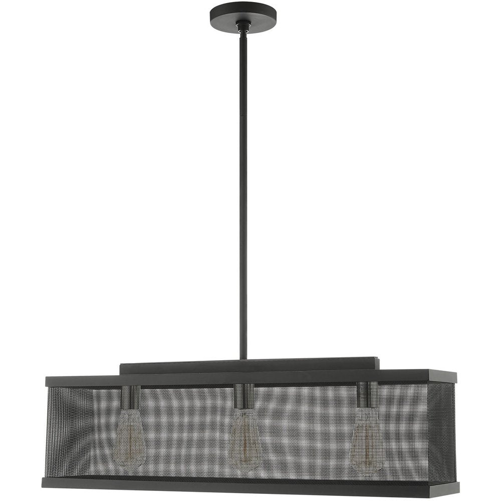 Black Three Light Metal Dimmable Chandelier With Shades