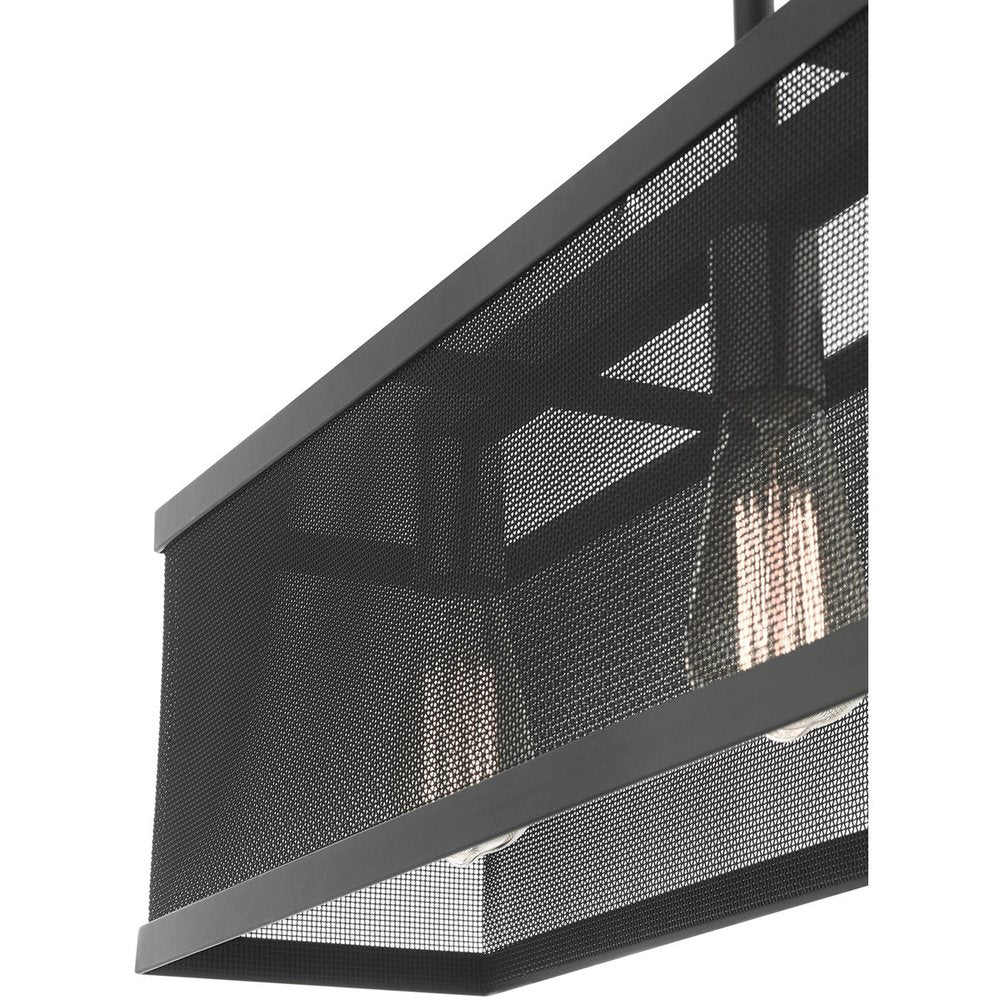 Black Three Light Metal Dimmable Chandelier With Shades