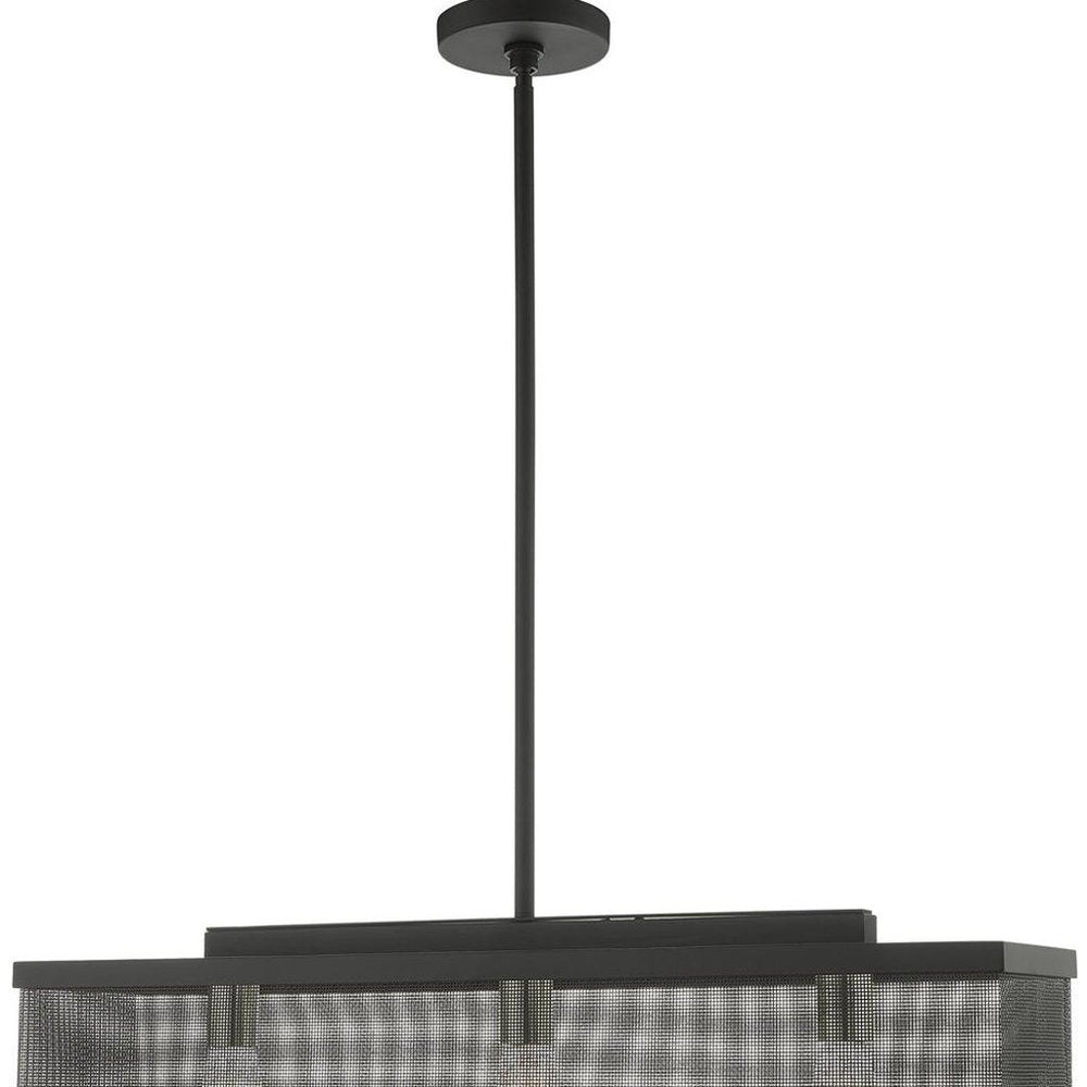 Black Three Light Metal Dimmable Chandelier With Shades